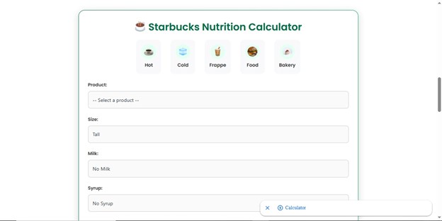 Use the Starbucks Drink Calorie Calculator